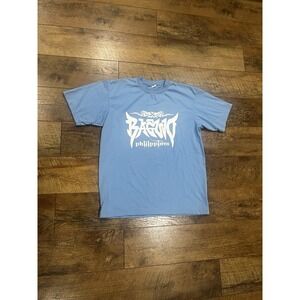 Vintage Y2k Baguio Philippines Tribal Graphic Tee Blue Large Raised Print